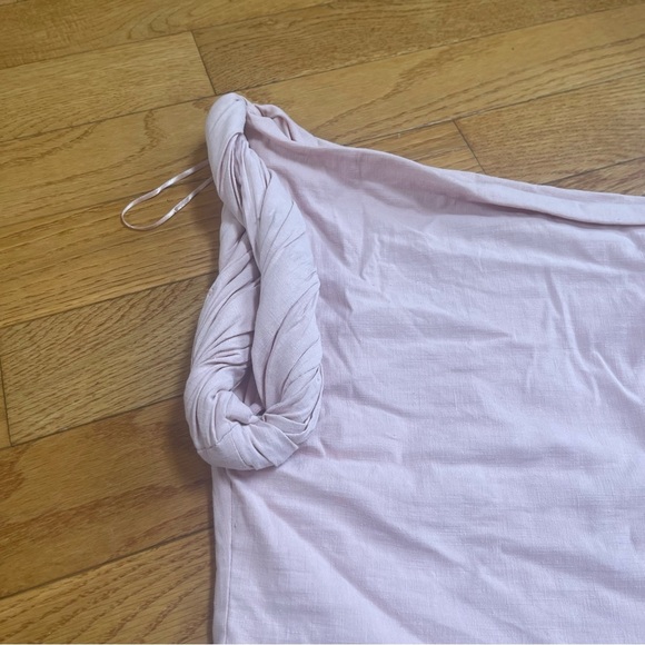 ZARA TWISTED ASYMMETRIC Linen Blend Pink Top Bloggers Fave Sz Medium - Picture 14 of 16